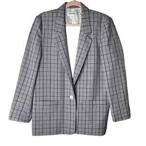 🔴 5 for $40 SALE! 
Haberdashery Oversized Plaid One Button Lined Blazer sz10